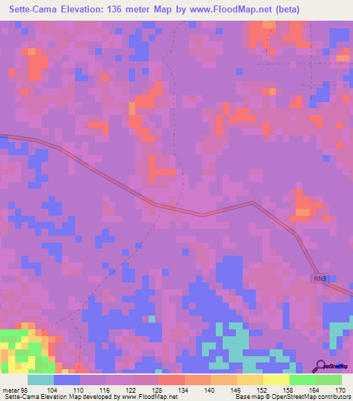Sette-Cama,Gabon Elevation Map