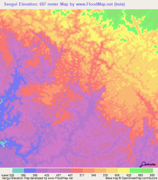 Sengui,Gabon Elevation Map