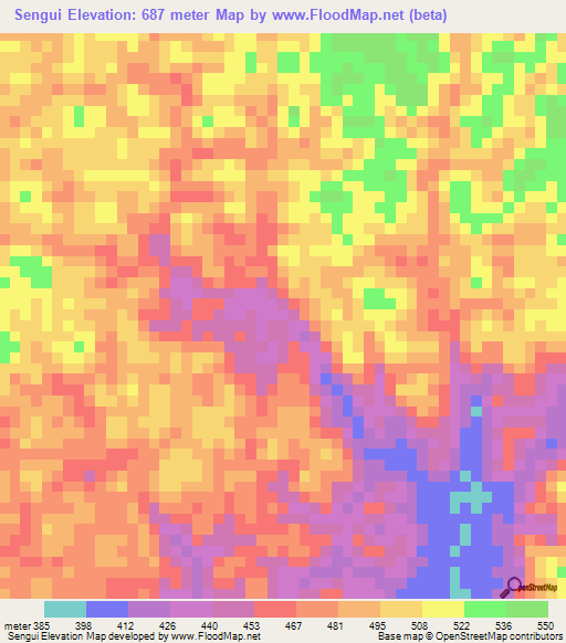 Sengui,Gabon Elevation Map