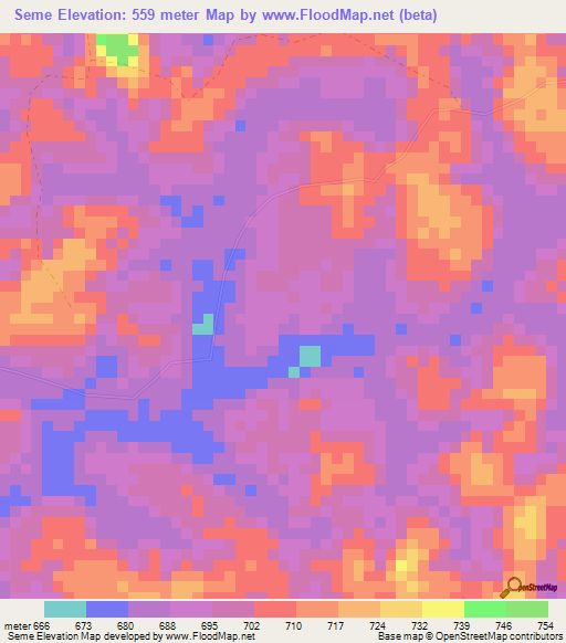 Seme,Gabon Elevation Map