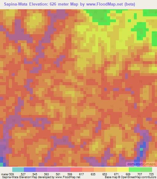 Sapina-Wata,Gabon Elevation Map