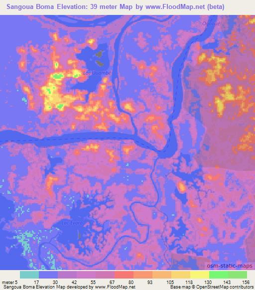 Sangoua Boma,Gabon Elevation Map