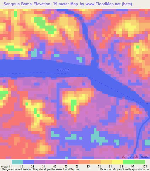 Sangoua Boma,Gabon Elevation Map