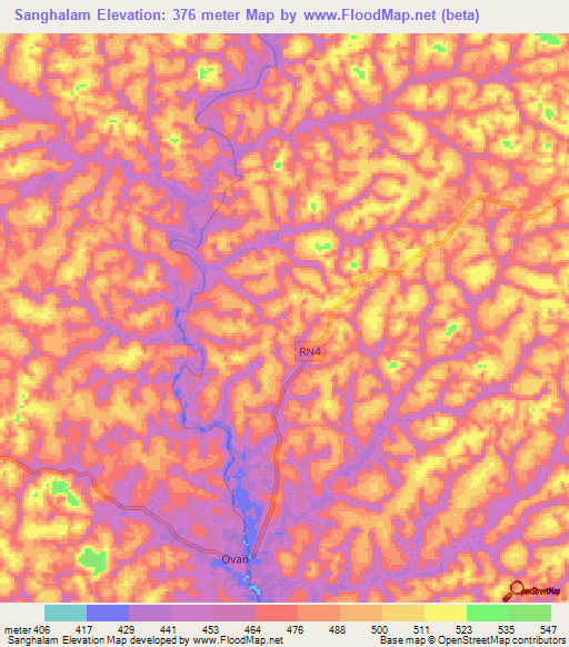 Sanghalam,Gabon Elevation Map