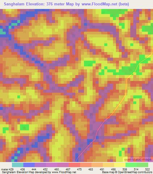 Sanghalam,Gabon Elevation Map