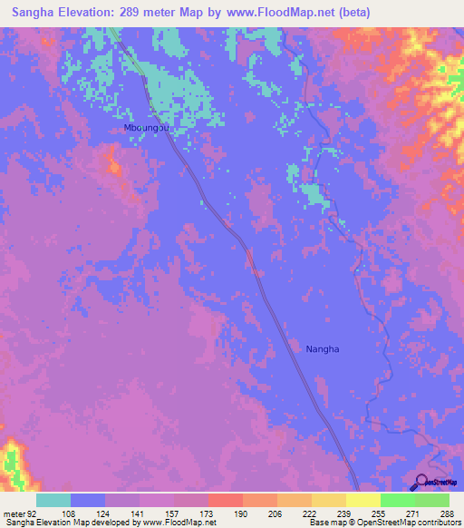 Sangha,Gabon Elevation Map