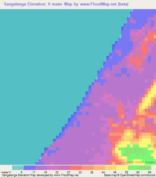 Sangatanga,Gabon Elevation Map