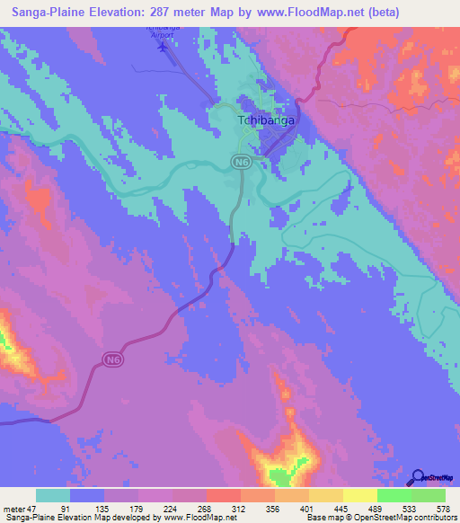Sanga-Plaine,Gabon Elevation Map