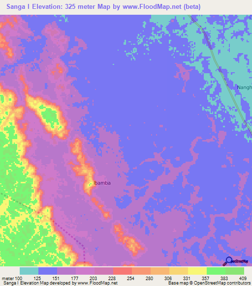 Sanga I,Gabon Elevation Map