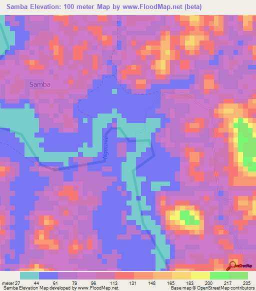 Samba,Gabon Elevation Map