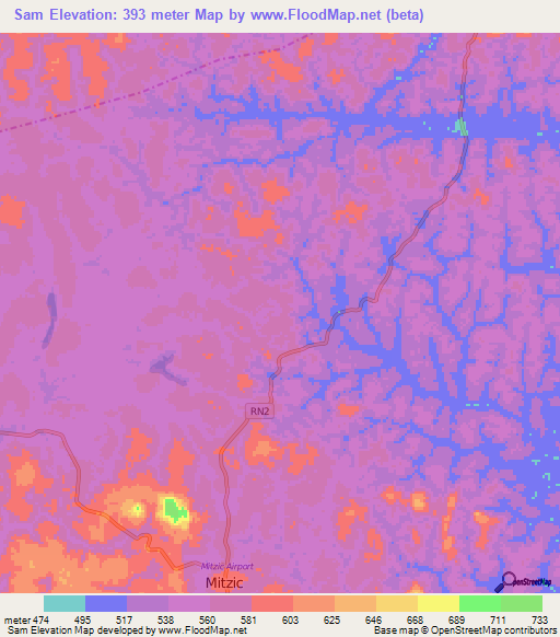 Sam,Gabon Elevation Map