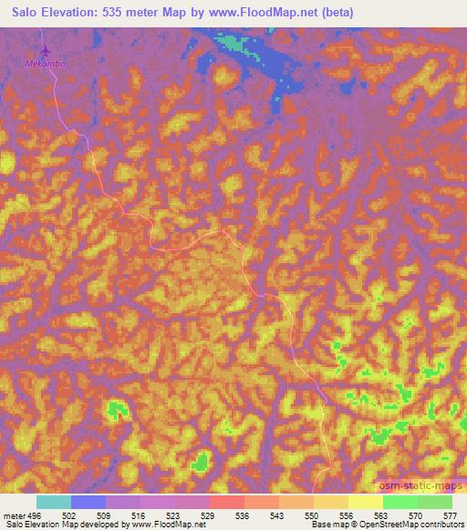 Salo,Gabon Elevation Map