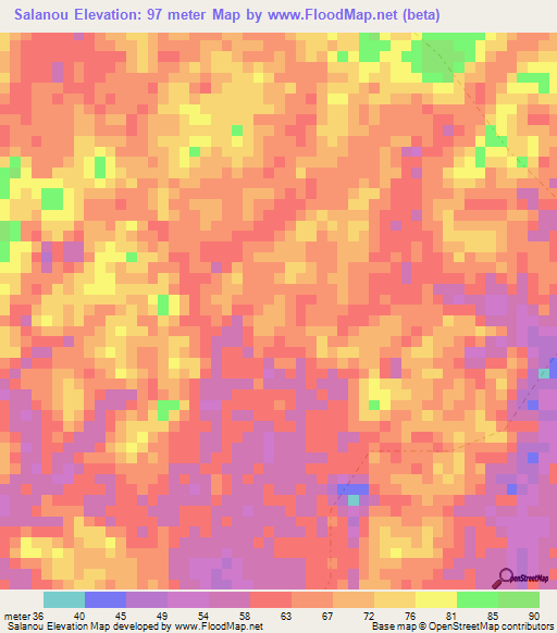 Salanou,Gabon Elevation Map