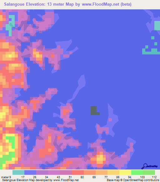 Salangoue,Gabon Elevation Map