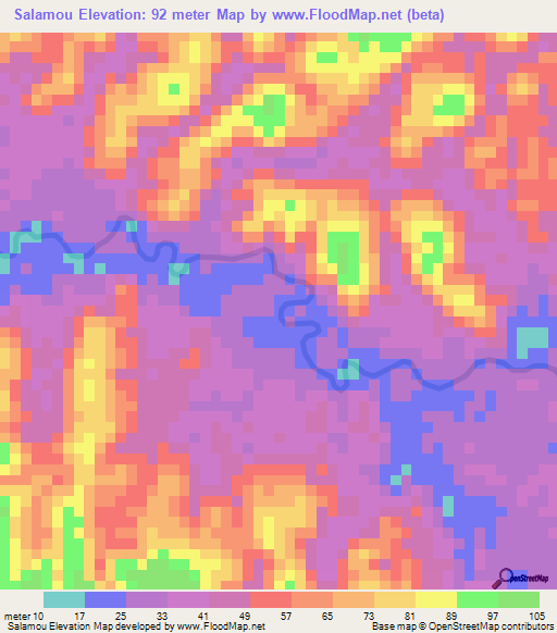 Salamou,Gabon Elevation Map
