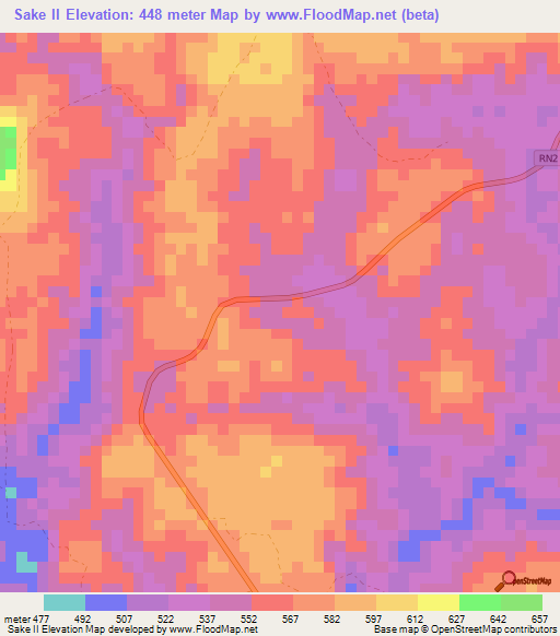 Sake II,Gabon Elevation Map