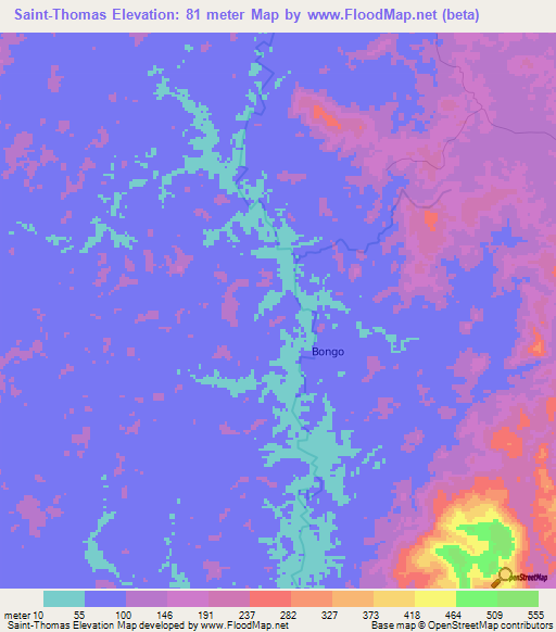 Saint-Thomas,Gabon Elevation Map
