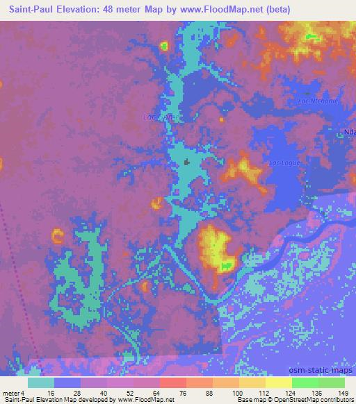 Saint-Paul,Gabon Elevation Map