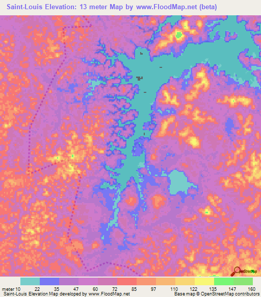 Saint-Louis,Gabon Elevation Map