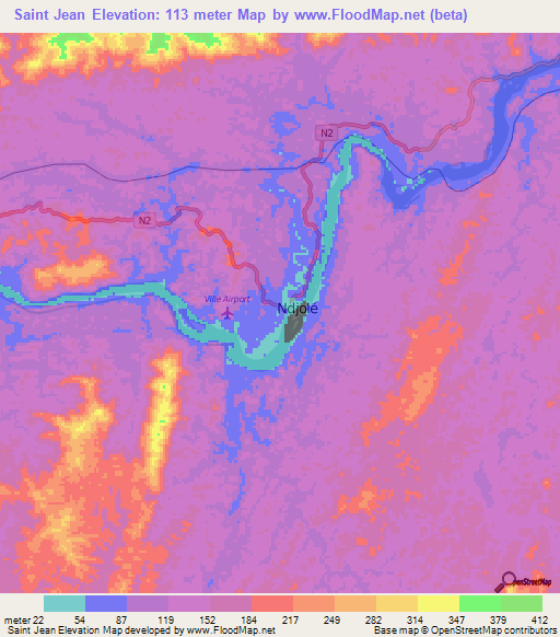 Saint Jean,Gabon Elevation Map