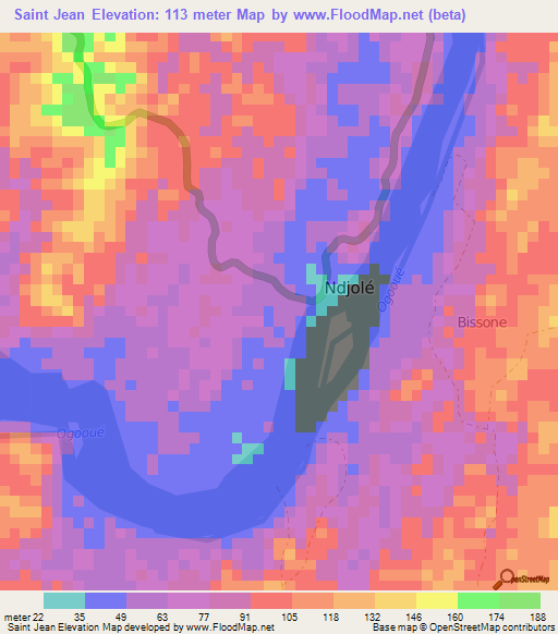 Saint Jean,Gabon Elevation Map