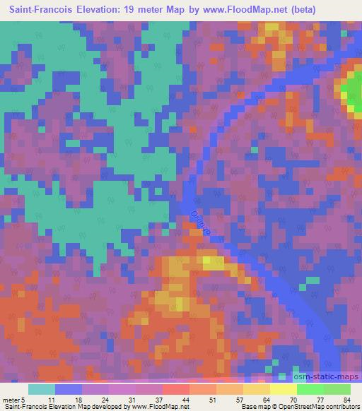 Saint-Francois,Gabon Elevation Map
