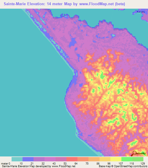 Sainte-Marie,Gabon Elevation Map