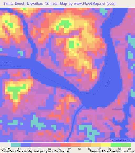 Sainte Benoit,Gabon Elevation Map