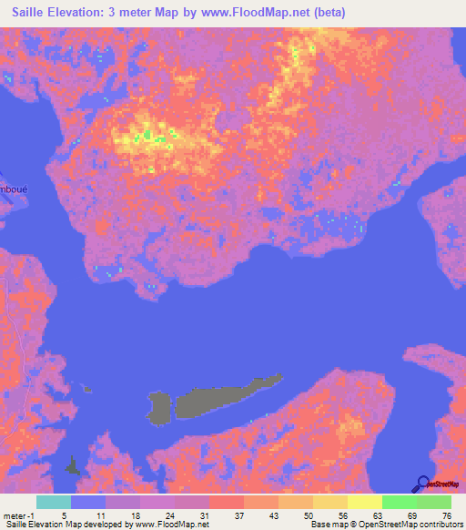 Saille,Gabon Elevation Map