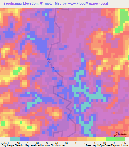 Saguinanga,Gabon Elevation Map