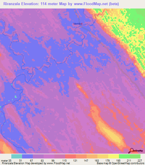 Riranzala,Gabon Elevation Map