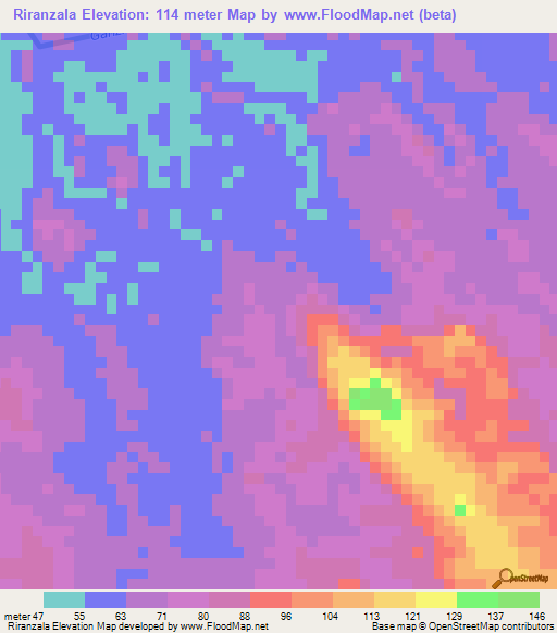 Riranzala,Gabon Elevation Map