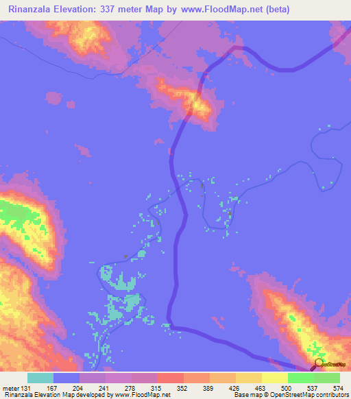 Rinanzala,Gabon Elevation Map