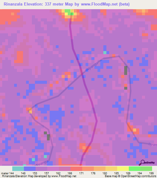 Rinanzala,Gabon Elevation Map