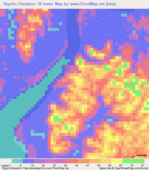 Rigoho,Gabon Elevation Map