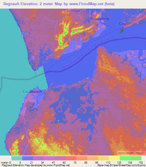Regnault,Gabon Elevation Map