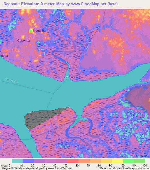 Regnault,Gabon Elevation Map