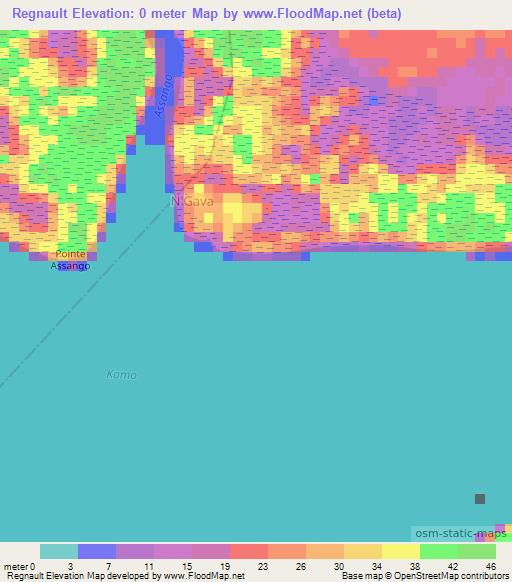 Regnault,Gabon Elevation Map