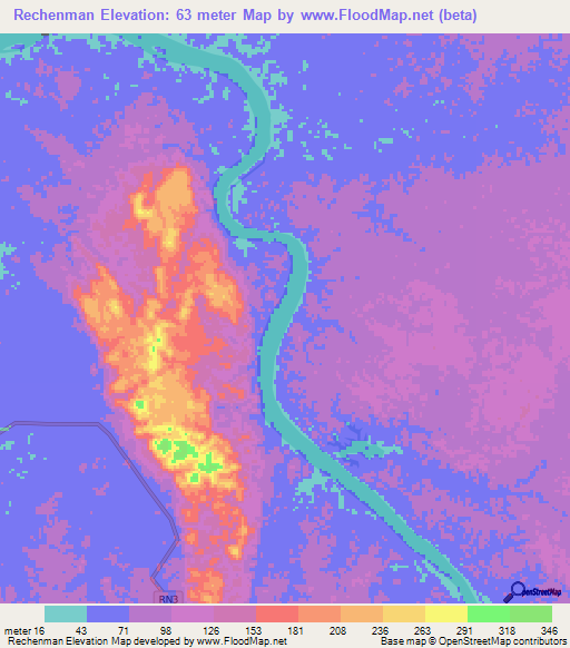 Rechenman,Gabon Elevation Map