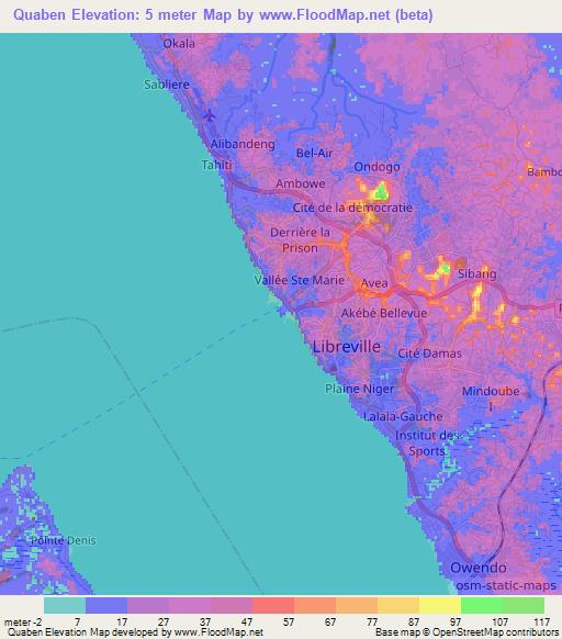 Quaben,Gabon Elevation Map