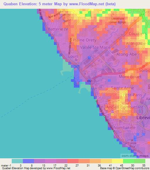 Quaben,Gabon Elevation Map