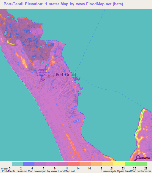 Port-Gentil,Gabon Elevation Map