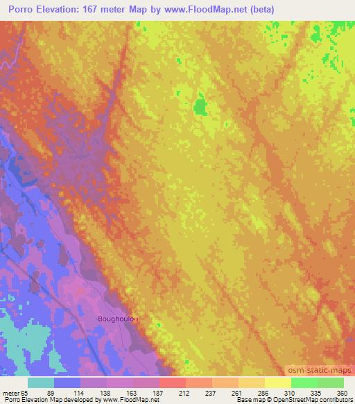 Porro,Gabon Elevation Map