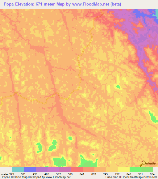 Popa,Gabon Elevation Map