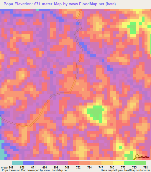 Popa,Gabon Elevation Map