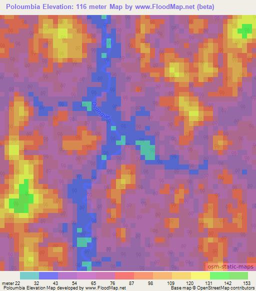 Poloumbia,Gabon Elevation Map
