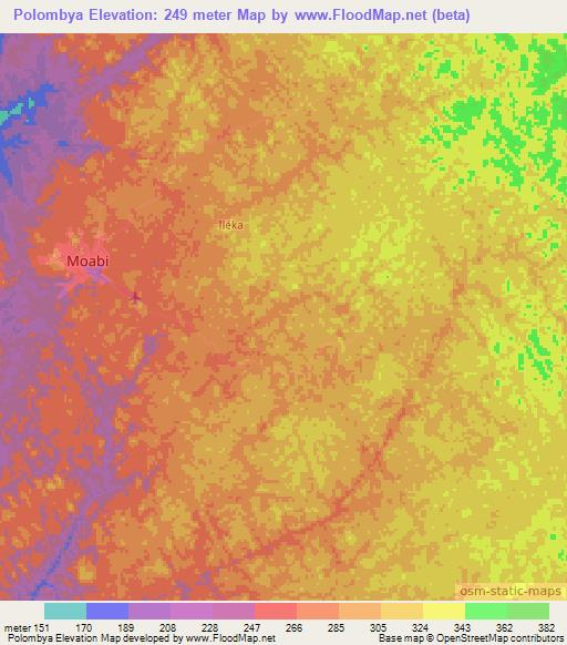 Polombya,Gabon Elevation Map