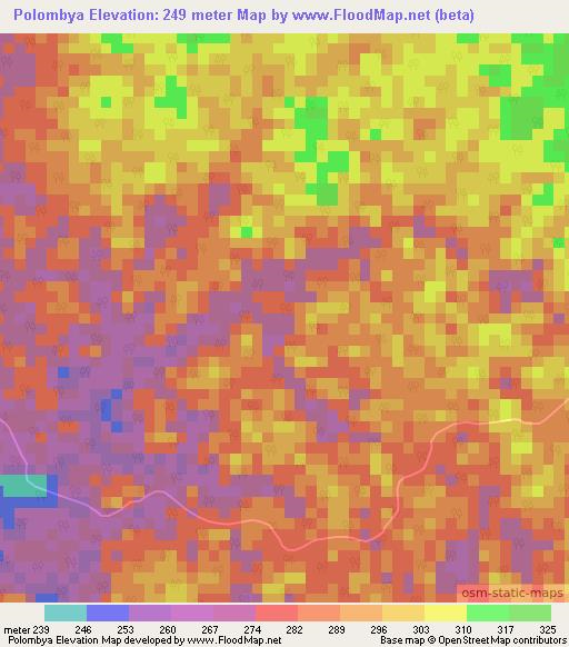 Polombya,Gabon Elevation Map