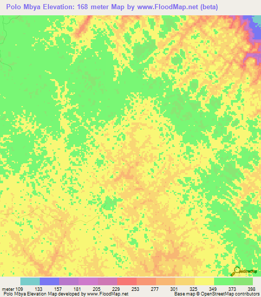 Polo Mbya,Gabon Elevation Map