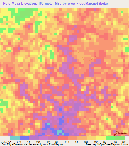 Polo Mbya,Gabon Elevation Map
